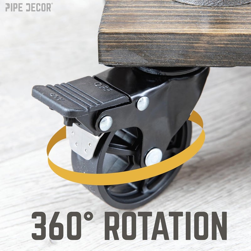 PIPE DECOR Mounted Swivel Caster Wheels (4-Pack), Mountable Casters for Wood Furniture with Locking Mechanism - Image 2